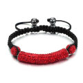 Moda vermelho cristal pavimentado bola longo tubo de dobramento shamballa pulseiras BR159